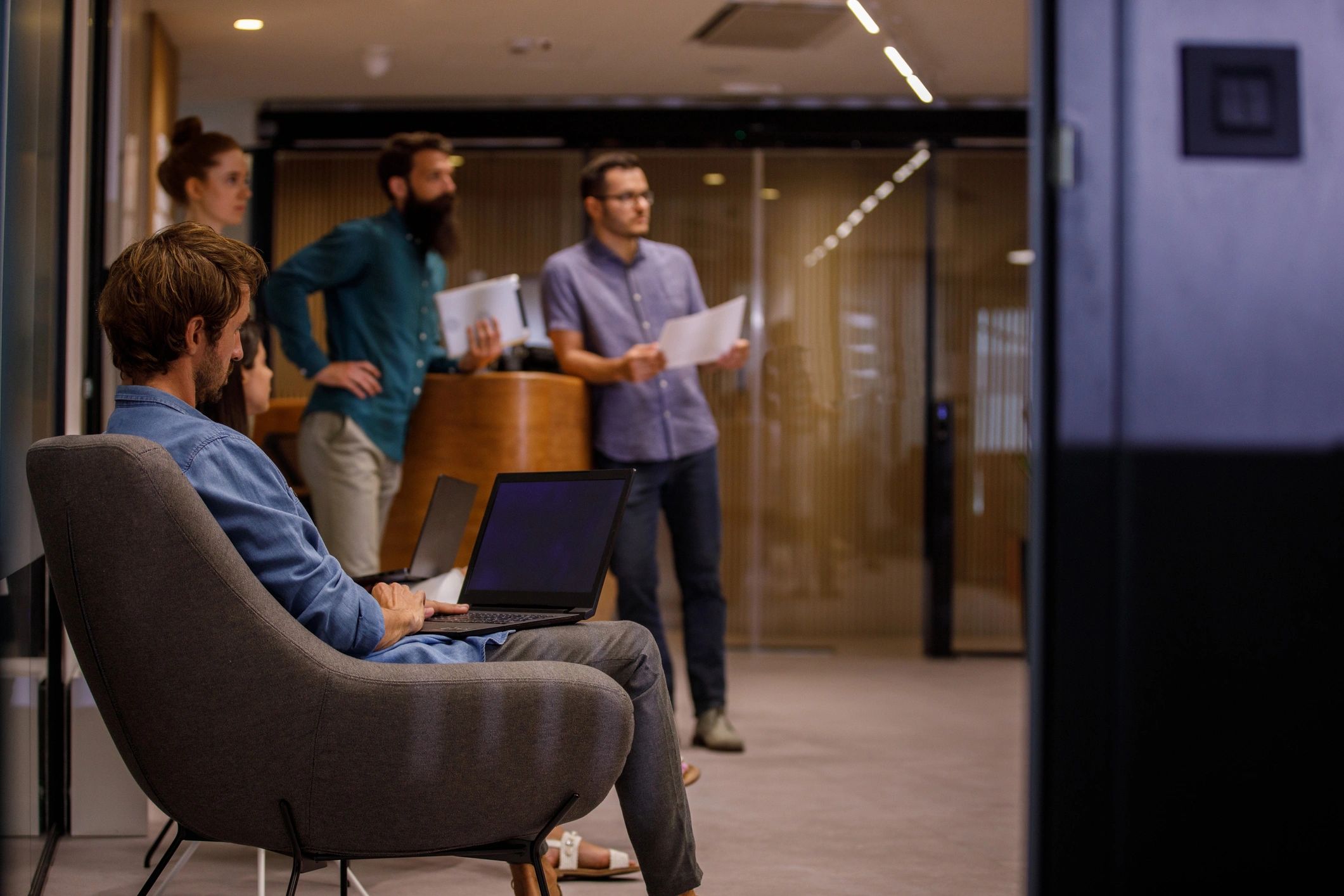 Business team in discussion at an office
