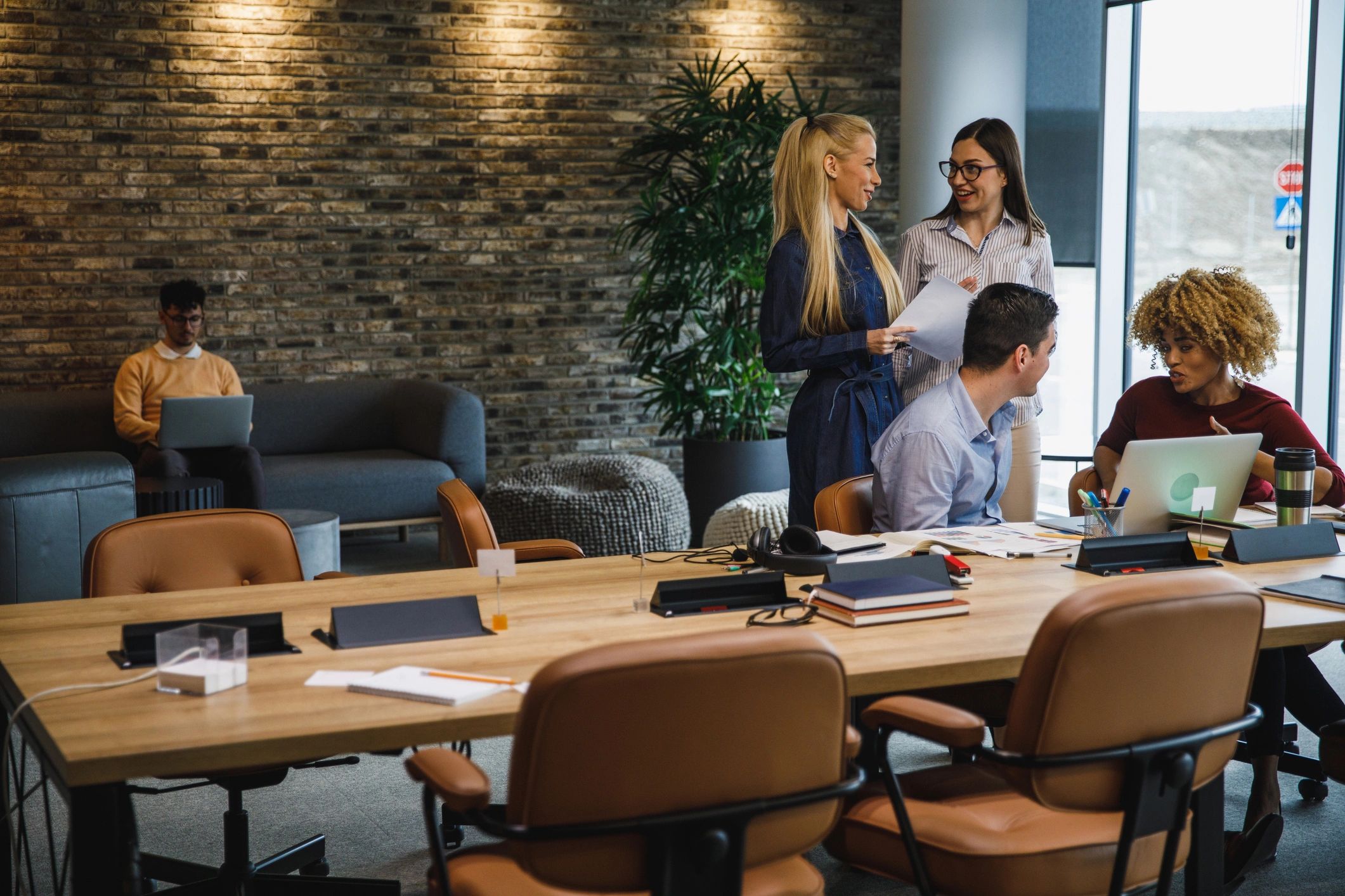 Creative professionals collaborating in a modern office