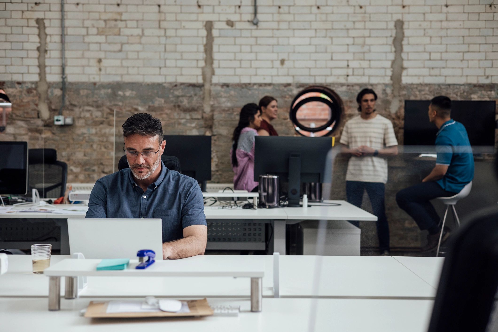 Business professional working in a modern office environment