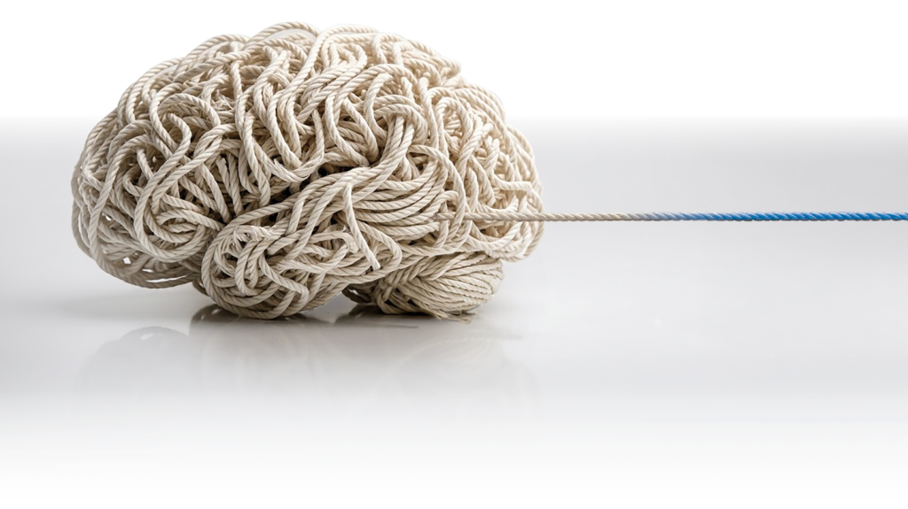 A ball of string o the form of a brain.
Unravel the complexity. Streamline intelligence.
